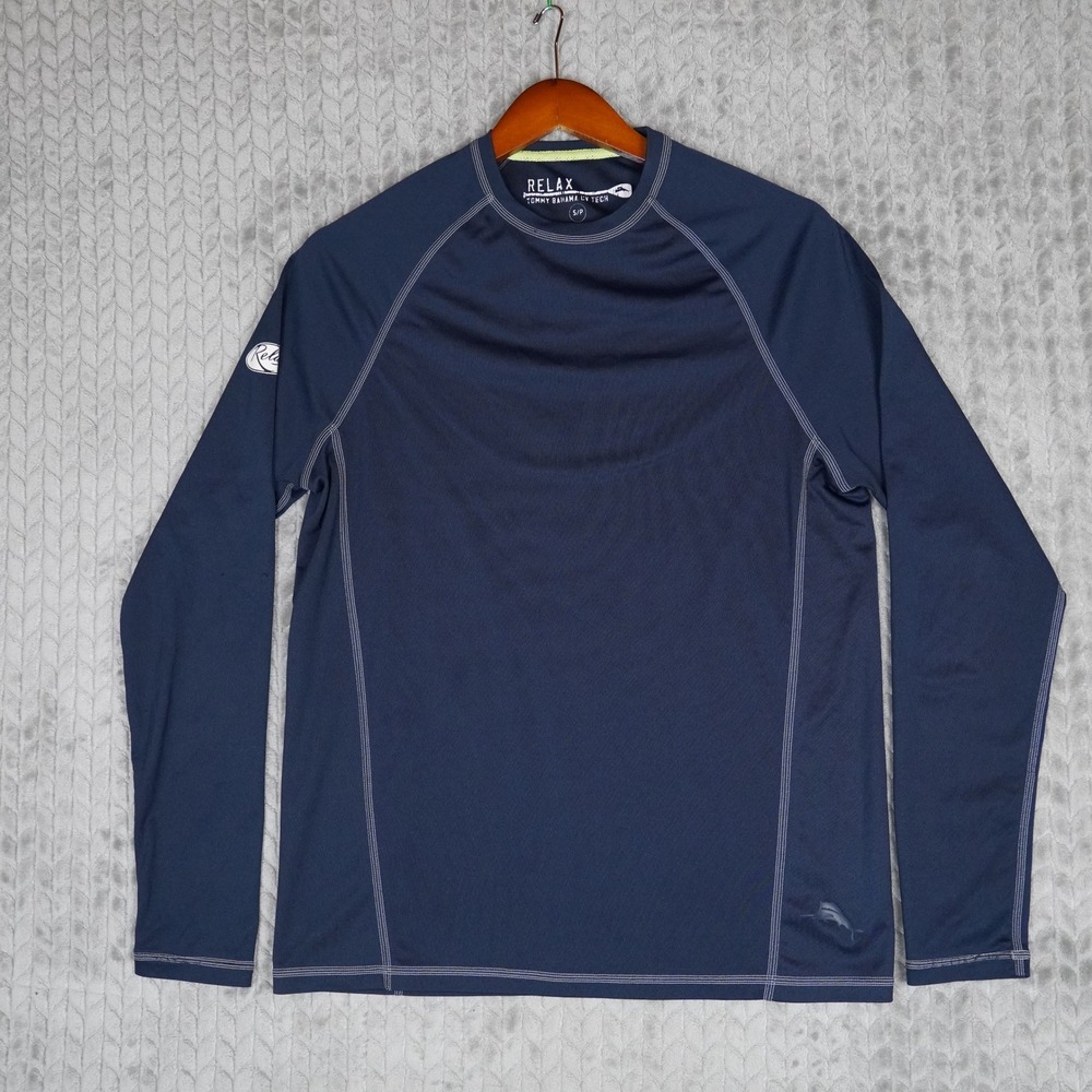 Tommy Bahama Relax UV Tech Mens Small Blue Long Sleeve Rash Guard Performance